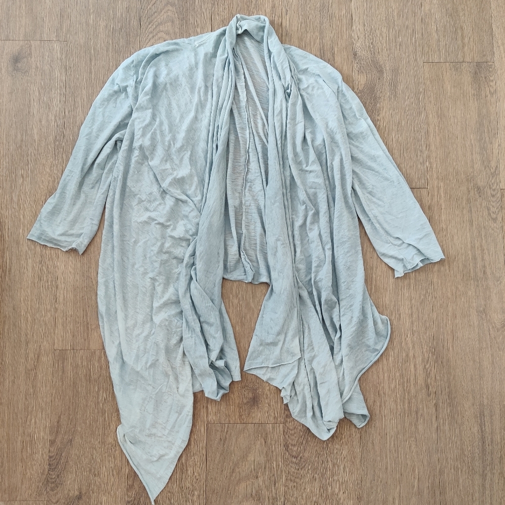Alternative Apparel Light Blue Waterfall Asymmetric Cardigan